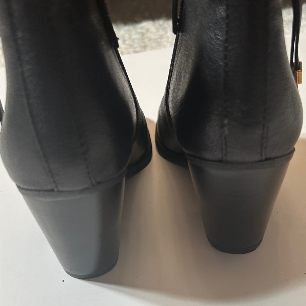 Franco Sarto Black Ankle Booties with Gold Zipper - Picture 5 of 10